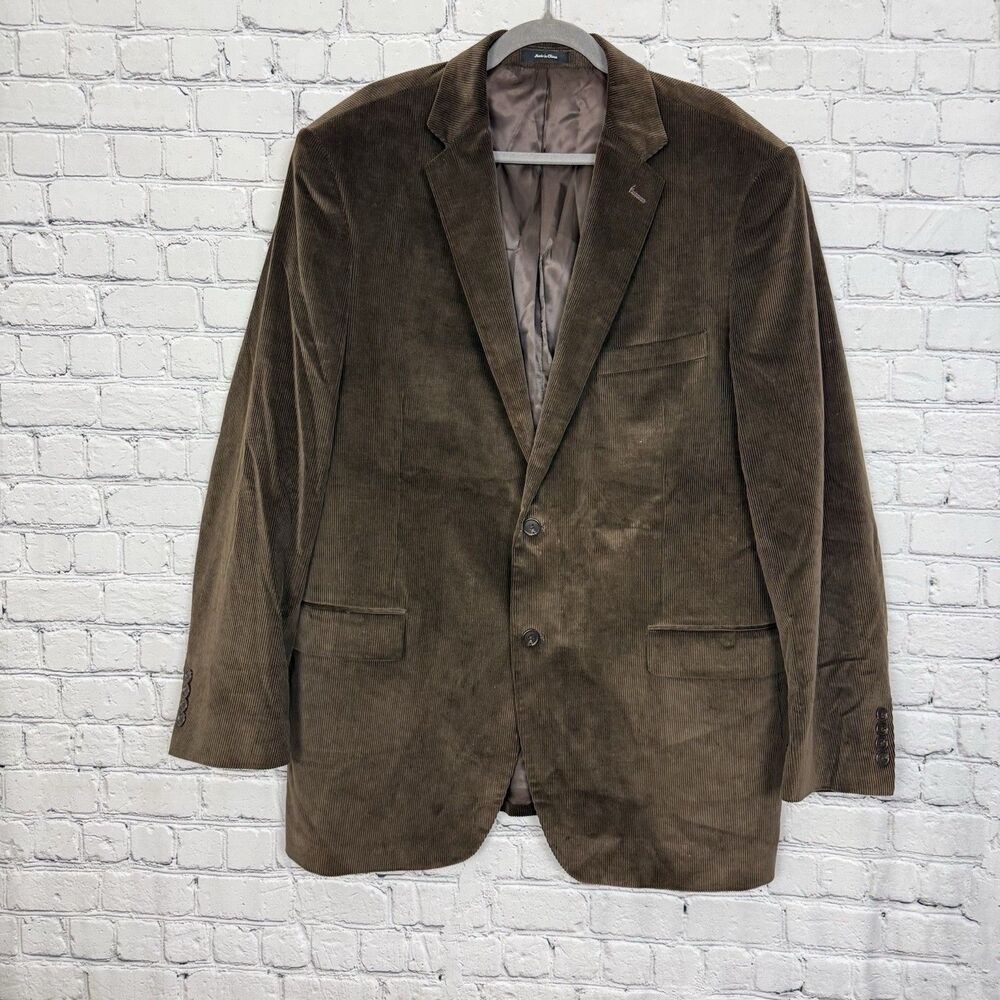 Circola Moda Classico Mens 46L Corduroy Blazer Dark Brown Cotton Sport Coat